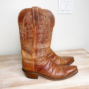 Lucchese Brown Leather Combat & Moto Boots